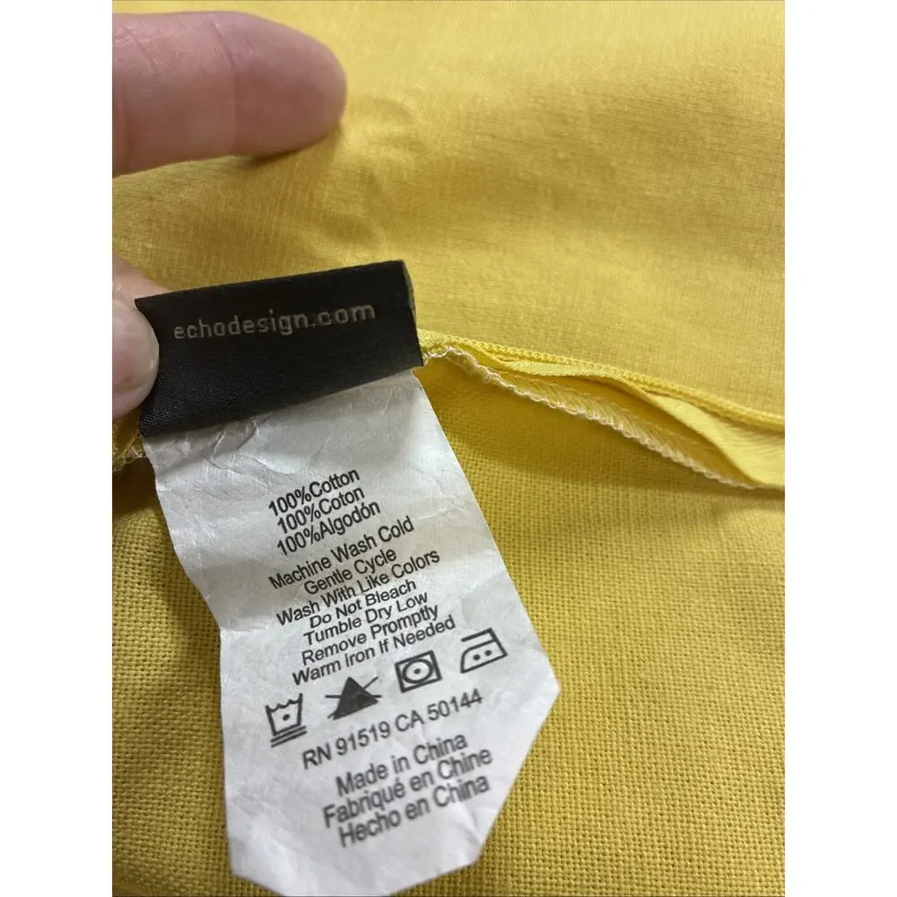 Echo Yellow Chartreuse Embroidered Euro Sham Pillow Cover 26x26 Hidden Zipper